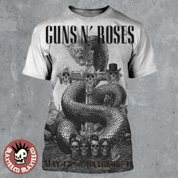 Guns N Roses Bangkok Thailand 2025 Poster At Thunderdome Stadium On May 13 2025 Black Version All Over Print Shirt
