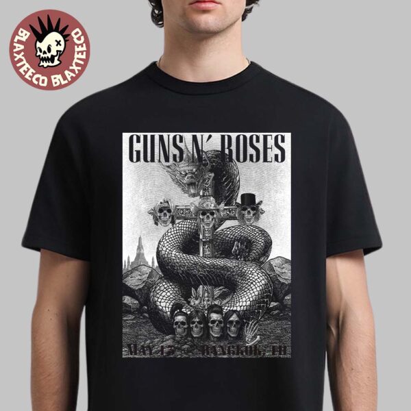 Guns N Roses Bangkok Thailand 2025 Poster At Thunderdome Stadium On May 13 2025 Black Version Essentials T-Shirt