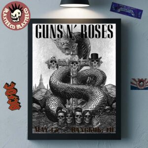 Guns N Roses Bangkok Thailand 2025 Poster At Thunderdome Stadium On May 13 2025 Black Version Wall Decor Poster Canvas