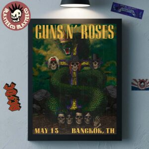Guns N Roses Bangkok Thailand 2025 Poster At Thunderdome Stadium On May 13 2025 Home Decor Poster Canvas