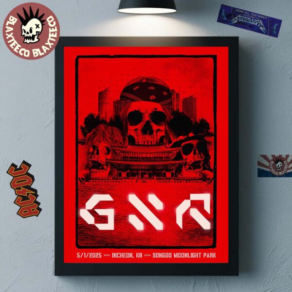 Guns N Roses Concert Poster For Incheon Korea At Songdo Moonlight Park On May 1 2025 Lithograph World Tour Home Decor Poster Canvas
