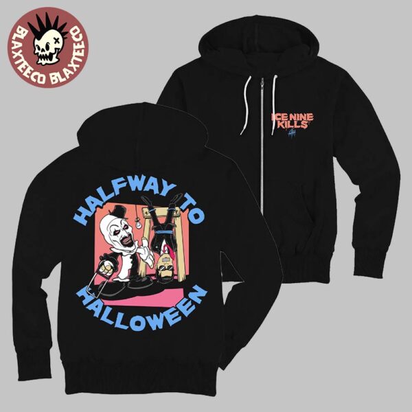 Ice Nine Kills A Work Of Art Cut In Half Halfway To Halloween Two Sided Zip Hoodie