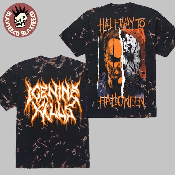 Ice Nine Kills Halfway To Halloween Michael Myers And Jason Voorhees Split Personality Tie Dye Tee
