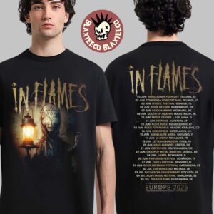 In Flames Europe Tour 2025 Merch Jesterhead And Tour Dates List Two Sided Unisex T-Shirt