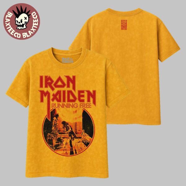 Iron Maiden 50th Anniversary Running Free Vintage Gold Washed Tee Shirt