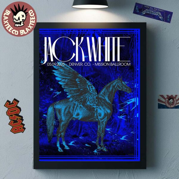 Jack White Denver Colorado Night 2 Concert Poster At Mission Ballroom On May 9 2025 Pegasus Artwork Poster Canvas For Home Decorations