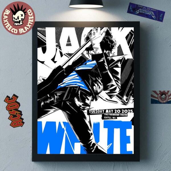 Jack White Seattle Washington Night 2 Poster At the Paramount Theatre On May 20 2025 Home Decor Poster Canvas
