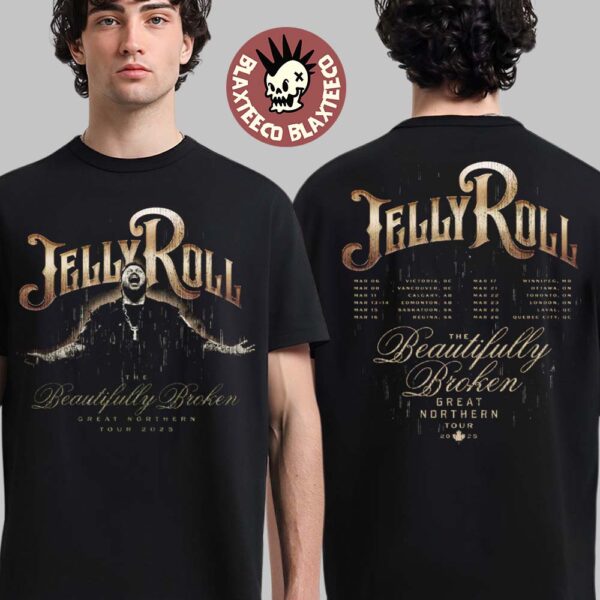 Jelly Roll The Beautiful Broken Great Northern Tour 2025 Rain Tour Two Sided T-Shirt