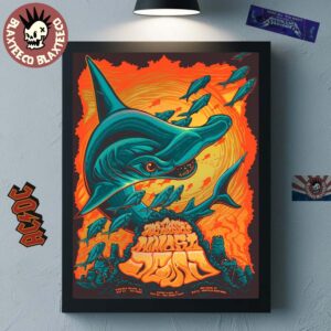 Joe Russo’s Almost Dead Gig Poster For Virginia Beach VA At The Dome On May 22 Asbury Park NJ At Stone Pony On May 23 And New Haven CT At Westville On May 24 2025 Hammerhead Shark Art Poster Canvas