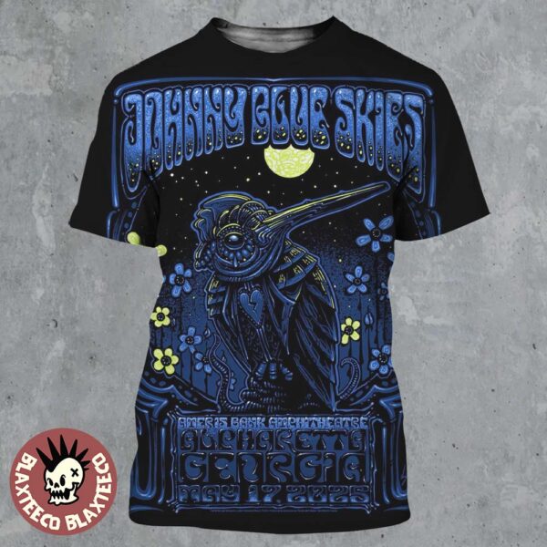 Johnny Blue Skies Alpharetta Georgia 2025 Concert Poster At Ameris Bank Amphitheatre On May 17 2025 Broken-Hearted Bird Art All Over Print Shirt