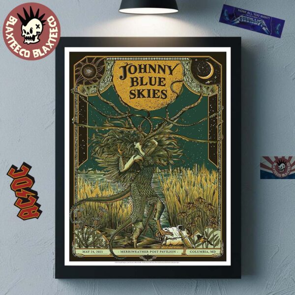 Johnny Blue Skies Columbia MD 2025 Concert Poster At Merriweather Post Pavilion On May 24 2025 Home Decor Poster Canvas