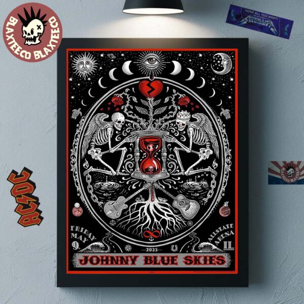 Johnny Blue Skies Gig Poster For Show At Allstate Arena In Rosemont Illinois On May 9 2025 The Dead Don’t Die Guitar Guy Home Decor Poster Canvas