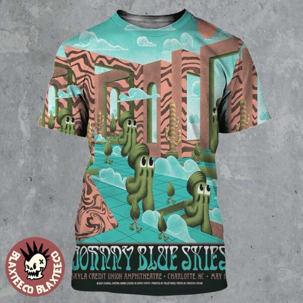 Johnny Blue Skies Gig Poster For Show In Charlotte North Carolina At Skyla Credit Union Amphitheatre On May 13 2025 All Over Print Shirt