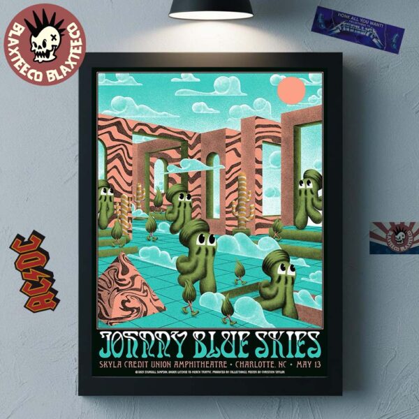 Johnny Blue Skies Gig Poster For Show In Charlotte North Carolina At Skyla Credit Union Amphitheatre On May 13 2025 Home Decor Poster Canvas