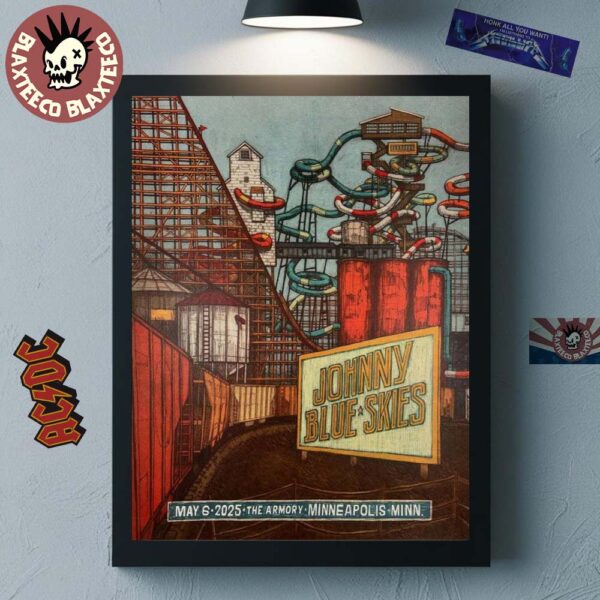 Johnny Blue Skies The Armory Night 1 In Minneapolis MN On May 6 2025 Roller Coaster Art Home Decor Poster Canvas