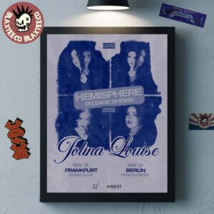 Jolina Louise Hemisphere Release Shows 2025 Poster In Frankfurt At Elfer Club On May 28 And Berlin Prachtwerk On May 29 Home Decor Poster Canvas