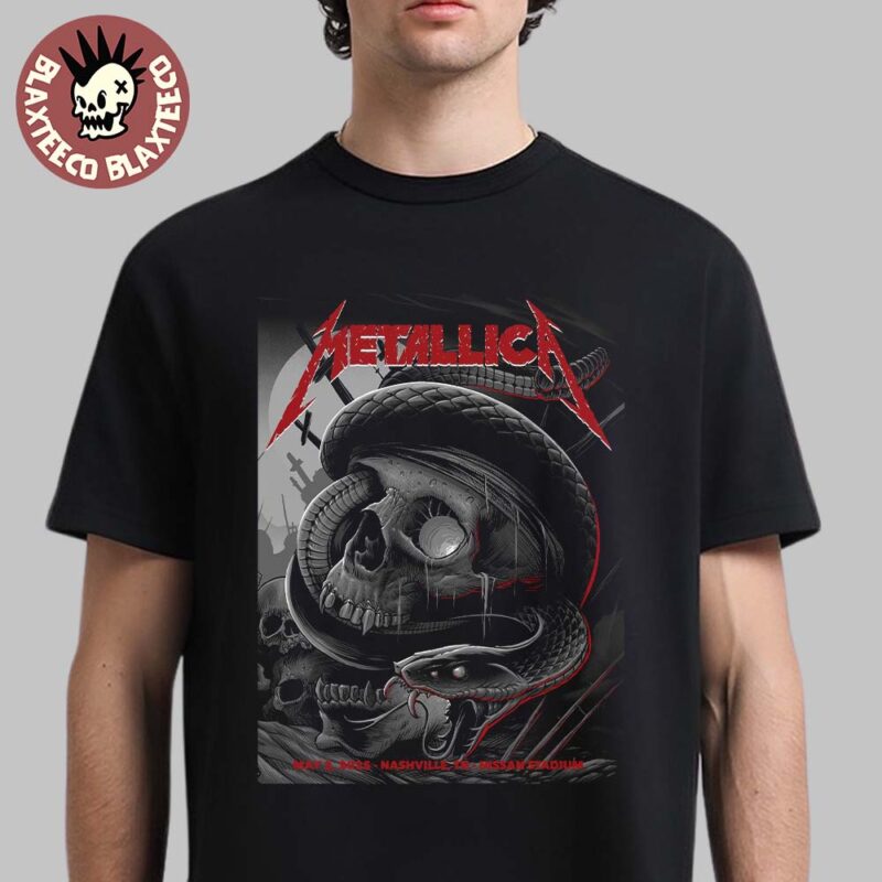 Metallica M72 Nashville 2025 Night 2 Venue Poster At Nissan Stadium Nashville Tennessee On May 3 2025 North American Tour Essentials T Shirt