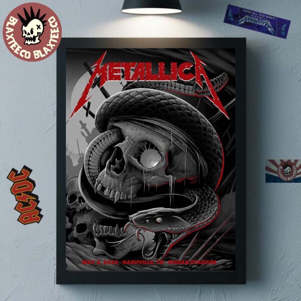 Metallica M72 Nashville 2025 Night 2 Venue Poster At Nissan Stadium Nashville Tennessee On May 3 2025 North American Tour Home Decor Poster Canvas