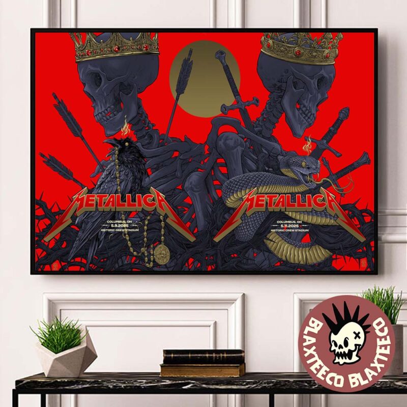 Metallica M72 Sonic Temple 2025 Night 1 And 2 Combined Venue Poster In Columbus Ohio At Historic Crew Stadium On May 9 And 11 2025 Home Decor Poster Canvas
