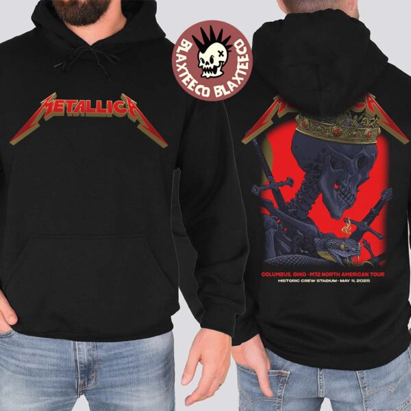 Metallica M72 Sonic Temple 2025 Night 2 Venue Hoodie In Columbus Ohio At Crew Stadium On May 11 2025 M72 North American Tour Two Sided Hoodie