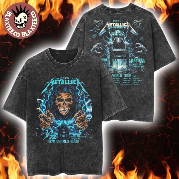 Metallica M72 World Tour North American Takeovers Merch Electric Chair Retro Washed T-Shirt