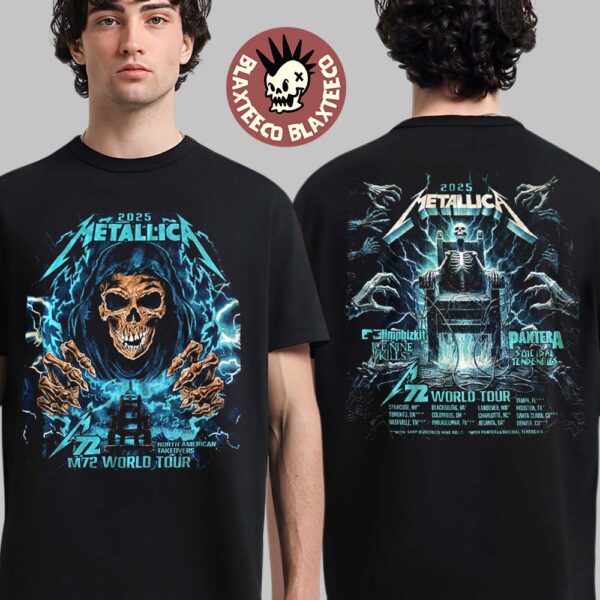Metallica M72 World Tour North American Takeovers Merch Electric Chair Two Sided Unisex T-Shirt