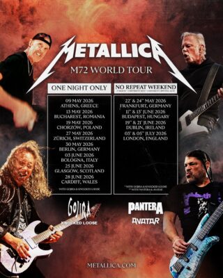 Metallica M72 World Tour Returns In Europe 2026