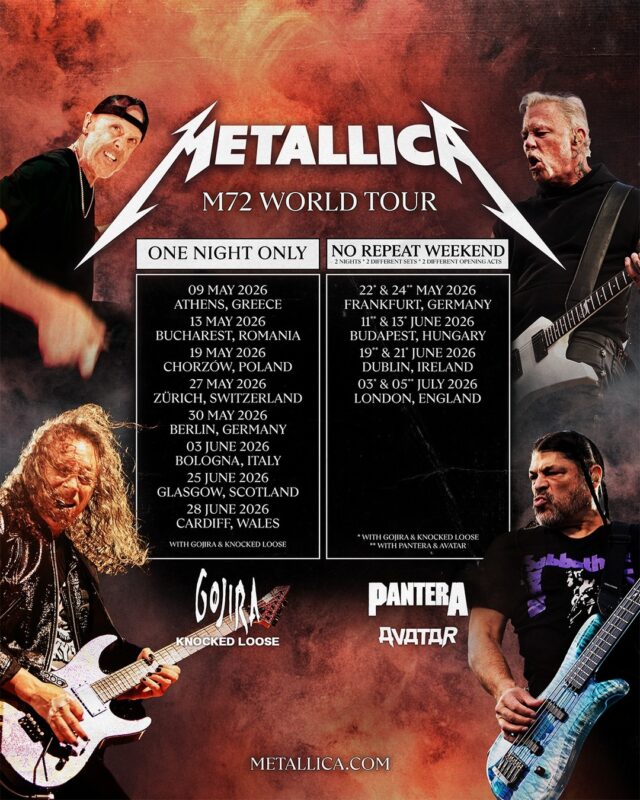 Metallica M72 World Tour Returns In Europe 2026