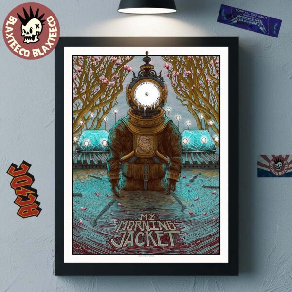 My Morning Jacket Poster For Show In St Louis MO At The Factory At The District On May 2 2025 The Diver With Moll’s Clock en Lou Artwork Poster Canvas