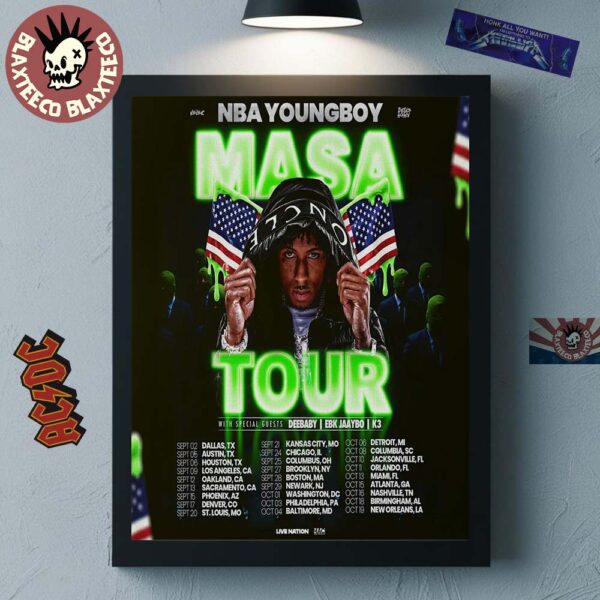 NBA Youngboy Masa Tour 2025 Schedule Tour Dates Home Decor Poster Canvas