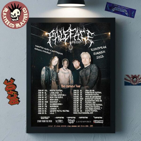 Paleface The Cursed Tour European Summer 2025 Schedule Tour Dates Home Decor Poster Canvas