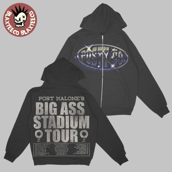 Post Malone Posty Co Big Ass Stadium Tour 2025 Two Sided Zip Hoodie