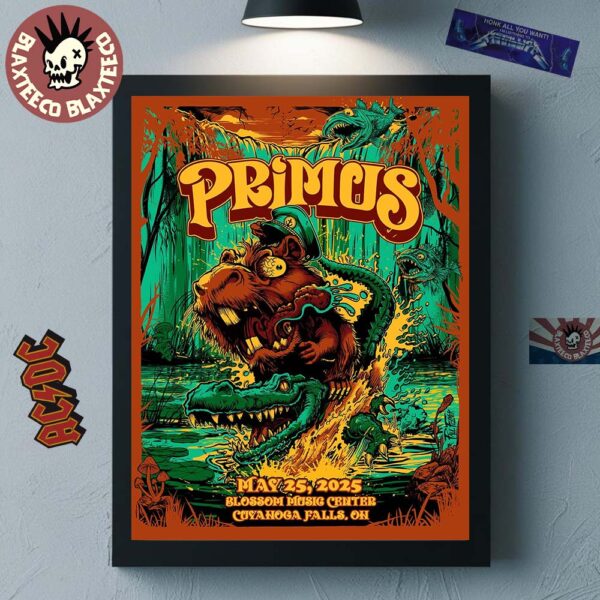 Primus Sessanta V2.0 Cuyahoga Falls Ohio 2025 Concert Poster At Blossom Music Center On May 25 2025 Home Decor Poster Canvas