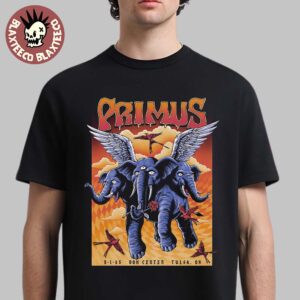 Primus Sessanta V2.0 Event Poster For Show In Tulsa Oklahoma At Bok Center On May 1 2025 Three Heads Elephant Artwork Essentials T-Shirt