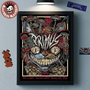 Primus Sessanta V2.0 Exclusive Poster For Show In Rogers AR At Walmart AMP On May 2nd 2025 Crazy Cat Artwork Home Decor Poster Canvas