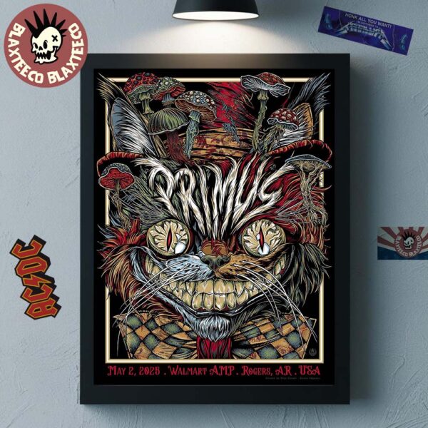 Primus Sessanta V2.0 Exclusive Poster For Show In Rogers AR At Walmart AMP On May 2nd 2025 Crazy Cat Artwork Home Decor Poster Canvas