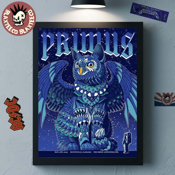 Primus Sessanta V2.0 Huntsville Alabama 2025 Concert Poster At The Orion Amphitheater On May 4 2025 The Owl Sphinx Art Home Decor Poster Canvas