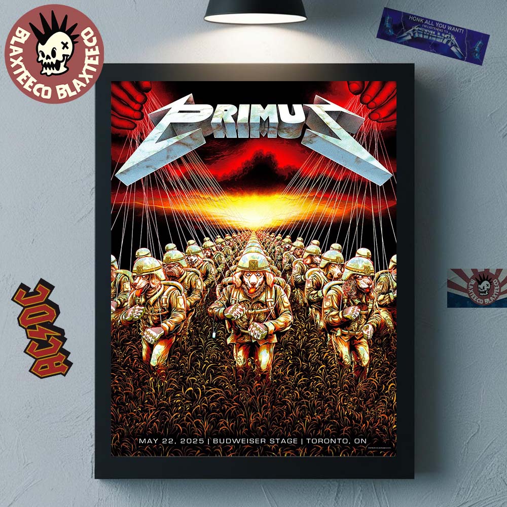 Primus Sessanta V2.0 Toronto Ontario 2025 Concert Poster At Budweiser Stage On May 22 2025 Too Many Puppies And Master Of Puppets Metallica Inspired Art Home Decor Poster Canvas