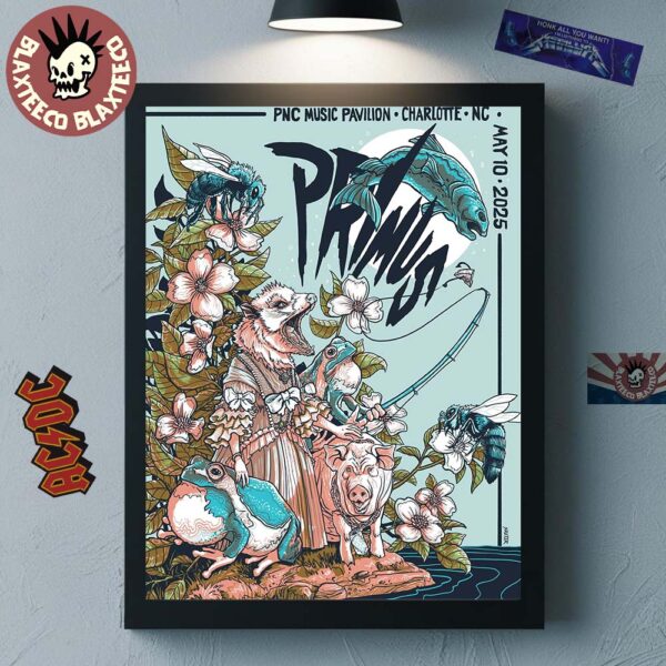 Primus With Sessanta V2.0 Charlotte North Carolina 2025 Exclusive Gig Poster At PNC Music Pavillion On May 10 2025 Home Decor Poster Canvas