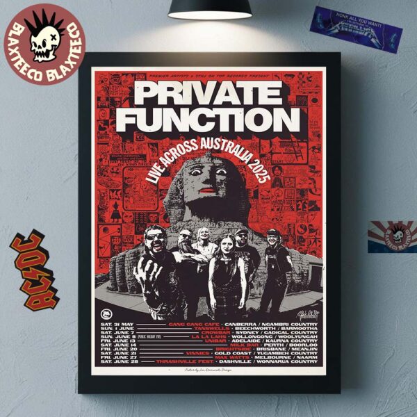 Private Function Live Across Australia 2025 Schedule Tour Dates Home Decor Poster Canvas