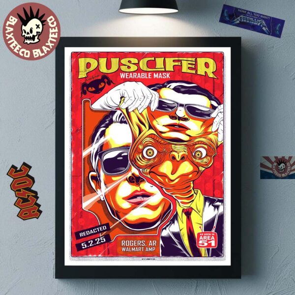 Puscifer Sessanta V2.0 Exclusive Poster For Show In Rogers AR At Walmart AMP On May 2nd 2025 Wearable Mask Artwork Home Decor Poster Canvas
