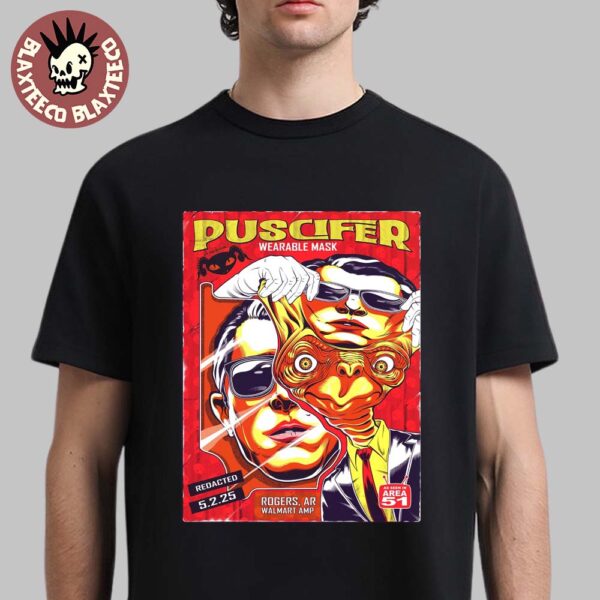 Puscifer Sessanta V2.0 Exclusive Poster For Show In Rogers AR At Walmart AMP On May 2nd 2025 Wearable Mask Artwork Unisex T-Shirt