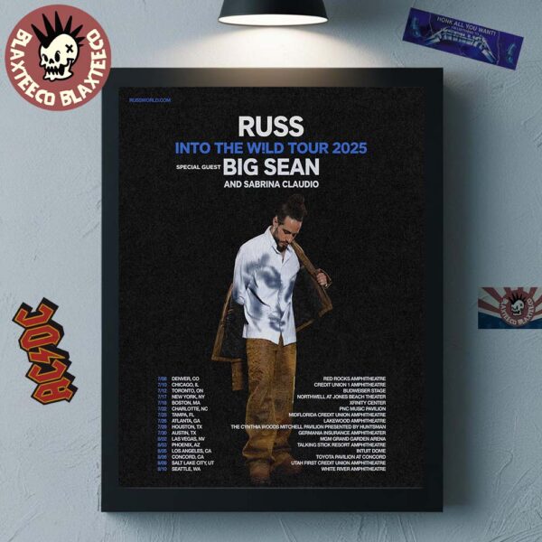 Russ Into The Wild Tour 2025 Tour Dates With Big Sean And Sabrina Claudio Home Decor Poster Canvas