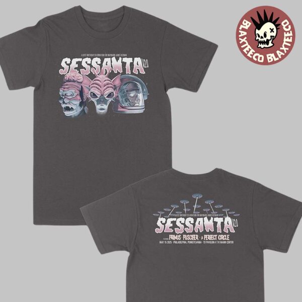 Sessanta V2.0 Philadelphia Pennsylvania 2025 Concert Tee At TD Pavilion At the Mann Center On May 15 2025 Three Heads Aliens Art Two Sided Unisex T-Shirt