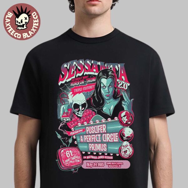 Sessanta V2.0 Saturday Night Horror Thon Exclusive Tee In Noblesville IN At Ruoff Music Center On May 24 2025 Unisex T-Shirt