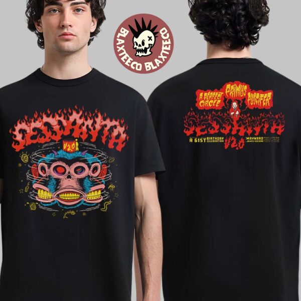 Sessanta V2.0 Tampa Florida 2025 Concert Tee At MidFlorida Credit Union Amphitheatre On May 8 2025 Spinning Head Monkey Art Two Sided Unisex T-Shirt