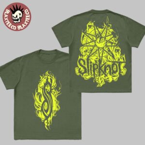 Slipknot 2025 Tour Flamed Tribal S Logo Military Green Unisex T-Shirt