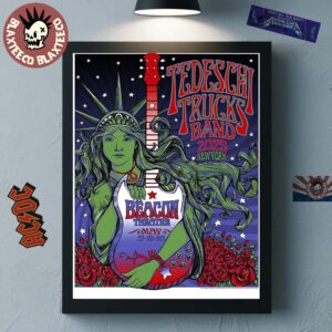 Tedeschi Trucks Band 2025 New York Poster At Beacon Theatre On May 17 19 20 2025 Statue of Liberty Holding Guitar Artwork Home Decor Poster Canvas