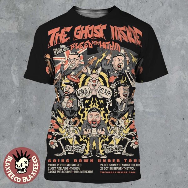 The Ghost Inside With Bleed From Within Going Down Under Tour Australia Tour 2025 Schedule Dates All Over Print Shirt