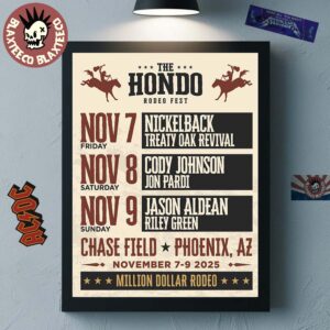 The Hondo Rodeo Fest 2025 Lineup In Phoenix Arizona At Chase Field On November 7 8 9 2025 Million Dollar Rodeo Wall Decor Poster Canvas